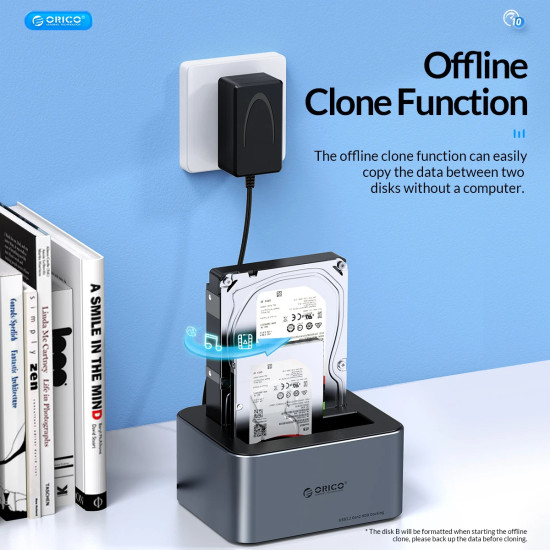 HDD докинг станция Orico HDD/SSD Dock - 2 BAY Offline Clone 2.5/3.5 USB-C/USB-A - 6626C3-C-V1