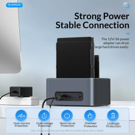 HDD докинг станция Orico HDD/SSD Dock - 2 BAY Offline Clone 2.5/3.5 USB-C/USB-A - 6626C3-C-V1