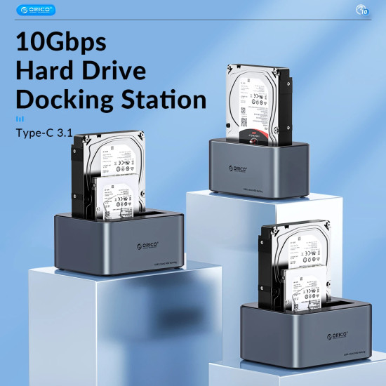 HDD докинг станция Orico HDD/SSD Dock - 2 BAY Offline Clone 2.5/3.5 USB-C/USB-A - 6626C3-C-V1