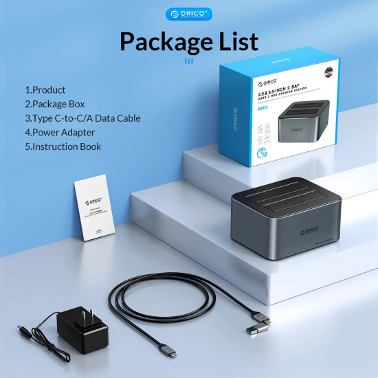 HDD докинг станция Orico HDD/SSD Dock - 2 BAY Offline Clone 2.5/3.5 USB-C/USB-A - 6626C3-C-V1