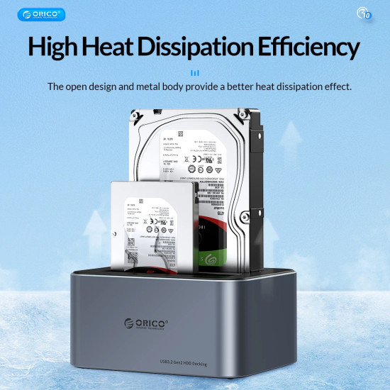 HDD докинг станция Orico HDD/SSD Dock - 2 BAY Offline Clone 2.5/3.5 USB-C/USB-A - 6626C3-C-V1