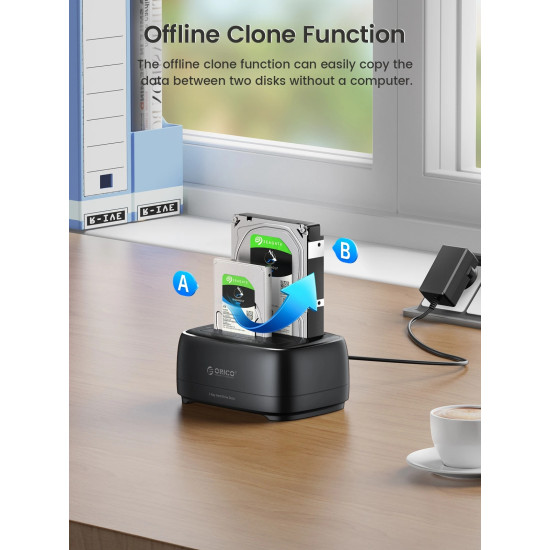 HDD докинг станция Orico Storage - HDD/SSD Dock - 2 BAY Offline Clone 2.5/3.5 USB-C/USB-A - DD28C3-C