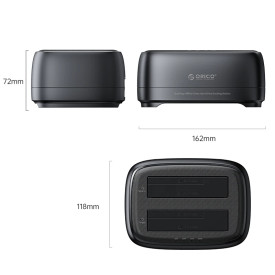 HDD докинг станция Orico Storage - HDD/SSD Dock - 2 BAY Offline Clone 2.5/3.5 USB-C/USB-A - DD28C3-C