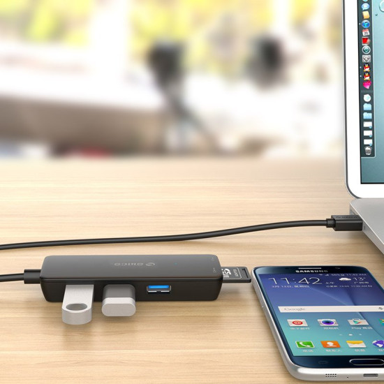 USB хъб Orico USB3.0 HUB 3 port + Card Reader - H3TS-U3-V1