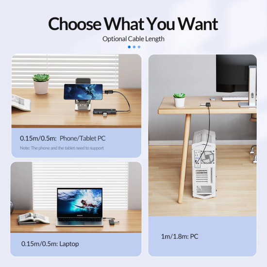 USB хъб Orico USB3.0 HUB 4 port Black - PAPW4A-U3-015-BK