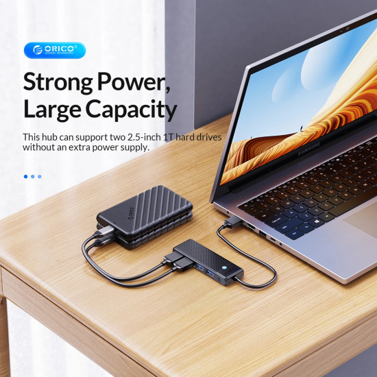 USB хъб Orico USB3.0 HUB 4 port Black - PAPW4A-U3-015-BK