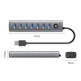 USB хъб Orico USB3.0 HUB 7 port Black - CL7U-U3-10-GY-BP