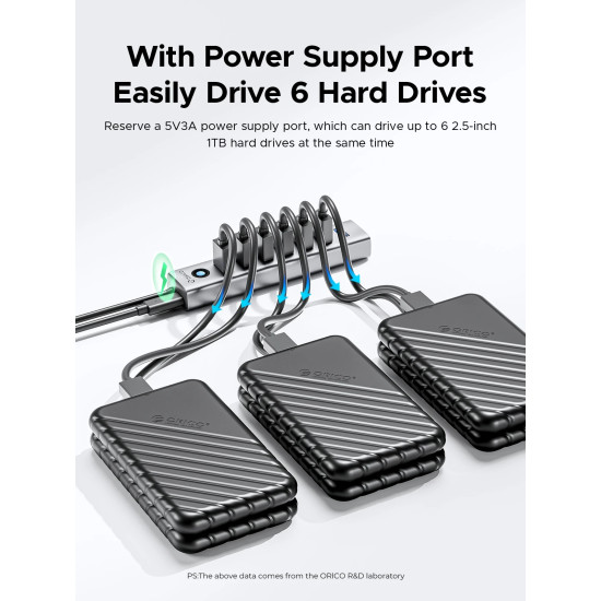 USB хъб Orico USB3.0 HUB 7 port Black - CL7U-U3-10-GY-BP