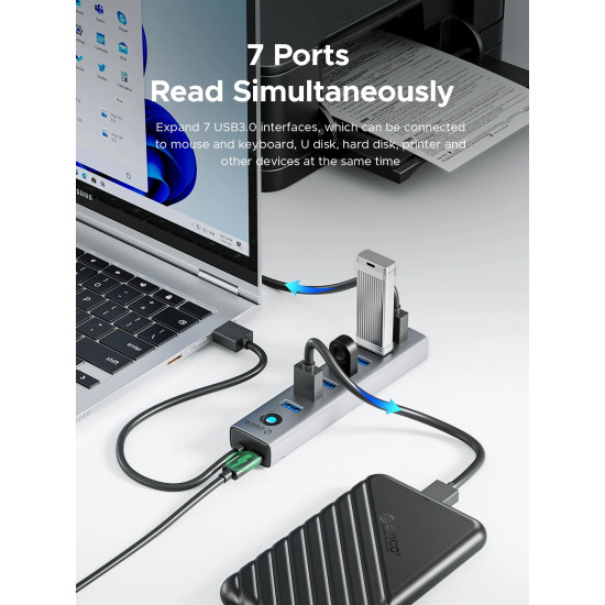 USB хъб Orico USB3.0 HUB 7 port Black - CL7U-U3-10-GY-BP