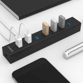 USB хъб Orico USB3.0 HUB 7 port Black - H7013-U3-AD