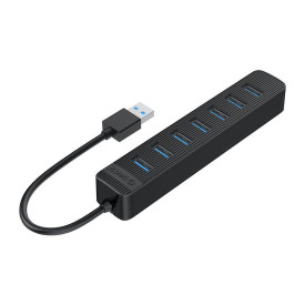 USB хъб Orico USB3.0 HUB 7 port - Type C input, 0.15m cable, aux Type-C power input - TWU3-7A-BK