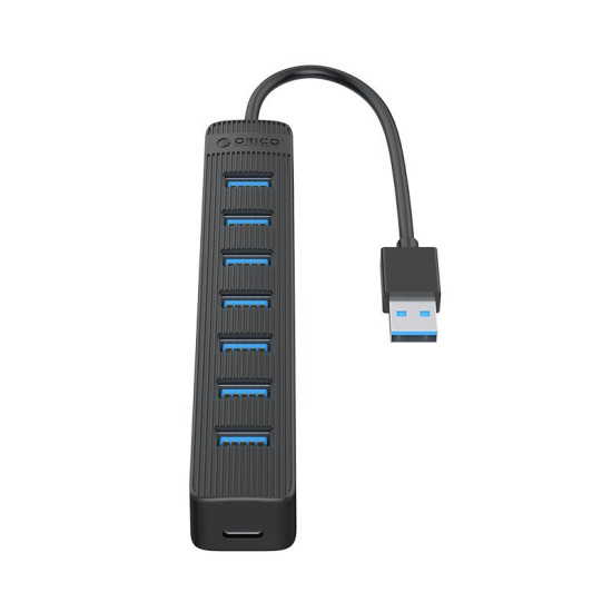 USB хъб Orico USB3.0 HUB 7 port - Type C input, 0.15m cable, aux Type-C power input - TWU3-7A-BK