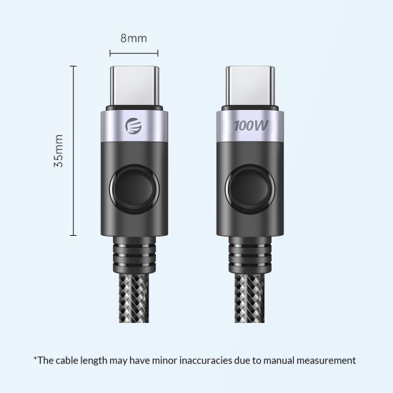 USB кабел Orico USB C-to-C PD 100W Charging 0.5m Black - C2CZ-BK-05