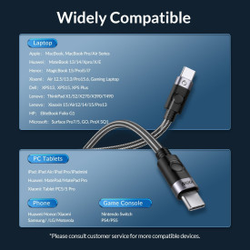 USB кабел Orico USB C-to-C PD 100W Charging 0.5m Black - C2CZ-BK-05