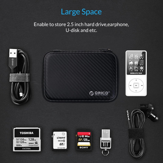 Калъф за външен диск Orico Portable Storage Bag - 2.5" Black - PHM-25-BK