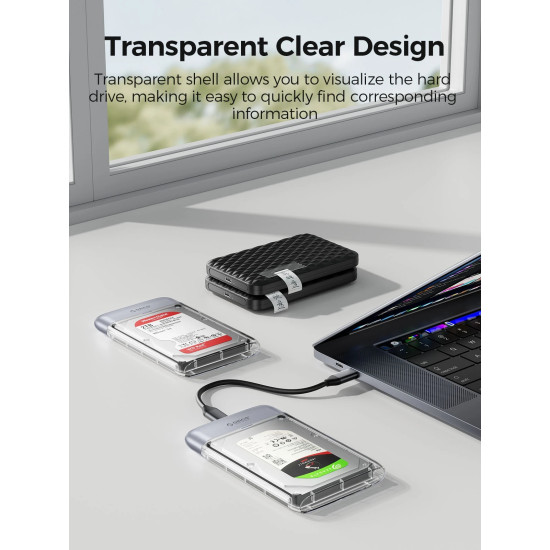 Външна кутия за диск Orico Storage - Case - 2.5 inch 5Gbps USB-C Transparent - TX25C3-GY-BP