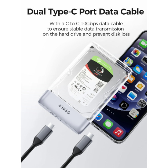 Външна кутия за диск Orico Storage - Case - 2.5 inch 5Gbps USB-C Transparent - TX25C3-GY-BP