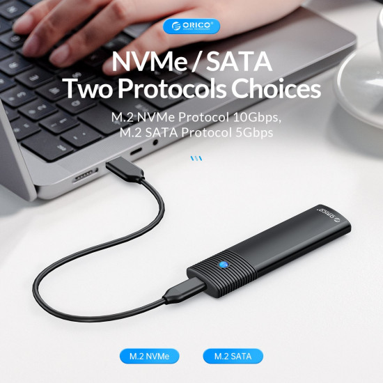 Външна кутия за диск Orico Storage - Case - M.2 NVMe M/B key 10 Gbps Blue - PWM2-G2