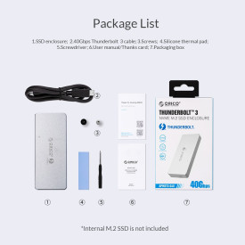 Външна кутия за диск Orico Storage - Case - M.2 NVMe M key - THUNDERBOLT 3 40Gbps - APM2T3-G40