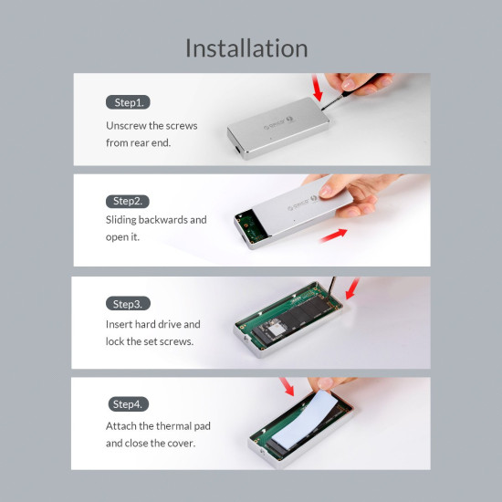 Външна кутия за диск Orico Storage - Case - M.2 NVMe M key - THUNDERBOLT 3 40Gbps - APM2T3-G40