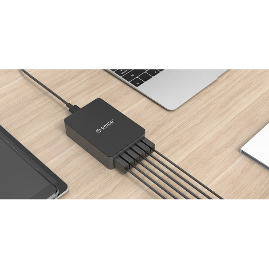 Зарядно Orico Smart Charger 220V - 50W 6 port black- CSE-6U