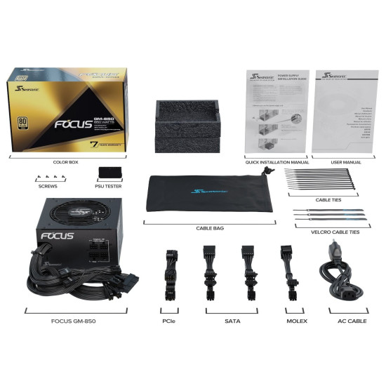 Захранване Seasonic PSU 850W Gold, Semi-Modular - FOCUS GM-850 - SSR-850FM