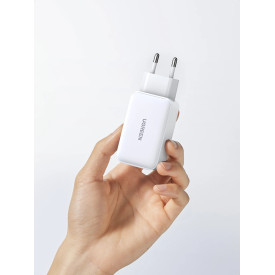 Зарядно Ugreen Charger Wall 65W GaN CD244, 1 x USB-A, 2 x Type-C, White - 15334