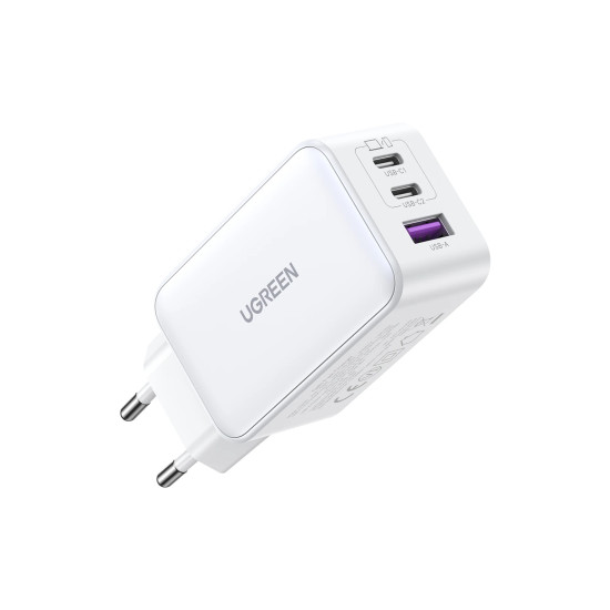 Зарядно Ugreen Charger Wall 65W GaN CD244, 1 x USB-A, 2 x Type-C, White - 15334