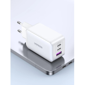 Зарядно Ugreen Charger Wall 65W GaN CD244, 1 x USB-A, 2 x Type-C, White - 15334