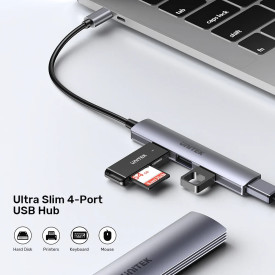 USB хъб Unitek USB3.0/2.0 HUB, 4 порта, USB-C вход, H1208B