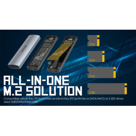 Външна кутия за диск Unitek Storage - Case - M.2 NVMe/SATA M/B key - USB-C 10Gbps - S1230A