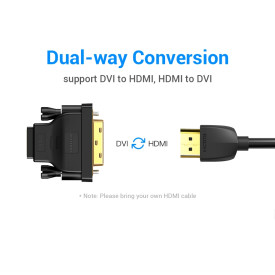 Адаптер Vention DVI M / HDMI F Gold plated - ECDB0