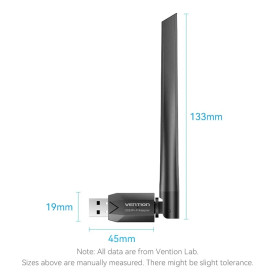 USB WiFi адаптер Vention Dual Band, 650Mbps, Black - KDTB0
