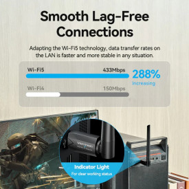 USB WiFi адаптер Vention Dual Band, 650Mbps, Black - KDTB0