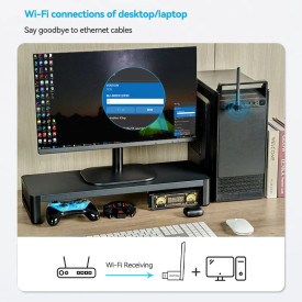 USB WiFi адаптер Vention Dual Band, 650Mbps, Black - KDTB0