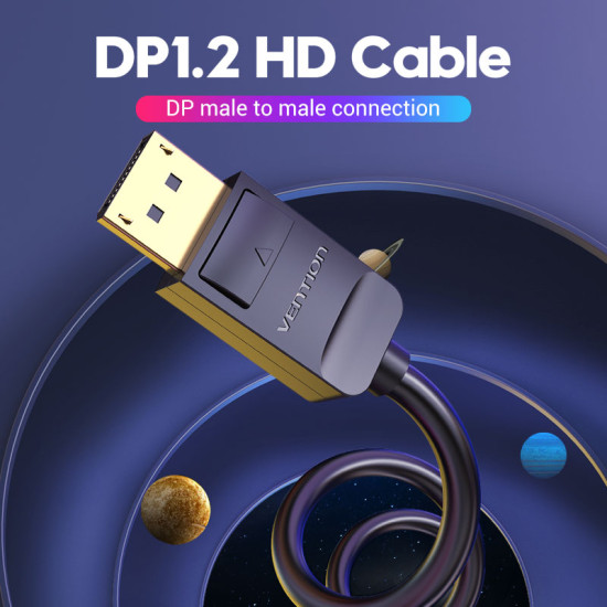 Display Port кабел Vention v1.2 DP M / M Black 4K 1.5M - HACBG