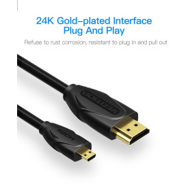 HDMI кабел Vention Micro HDMI2.0 Cable 1.5M Black - VAA-D03-B150