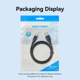 USB кабел Vention USB 2.0 A Male to C Male 3A 0.25M Black - CTWBC