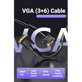 VGA кабел за монитор Vention HD15 M / M 2.0m Gold Plated, 2 Ferrites - DAEBH