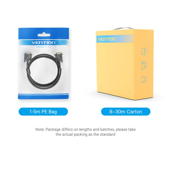 VGA кабел за монитор Vention HD15 M / M 2.0m Gold Plated, 2 Ferrites - DAEBH
