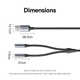 Външна звукова карта Vention USB Sound card 2-Port 0.25M Gray - CVHHC