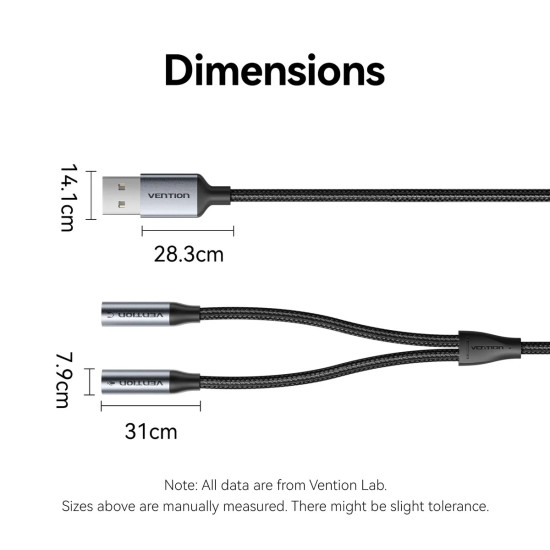 Външна звукова карта Vention USB Sound card 2-Port 0.25M Gray - CVHHC