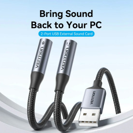 Външна звукова карта Vention USB Sound card 2-Port 0.25M Gray - CVHHC