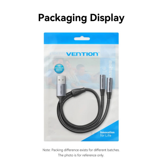 Външна звукова карта Vention USB Sound card 2-Port 0.25M Gray - CVHHC