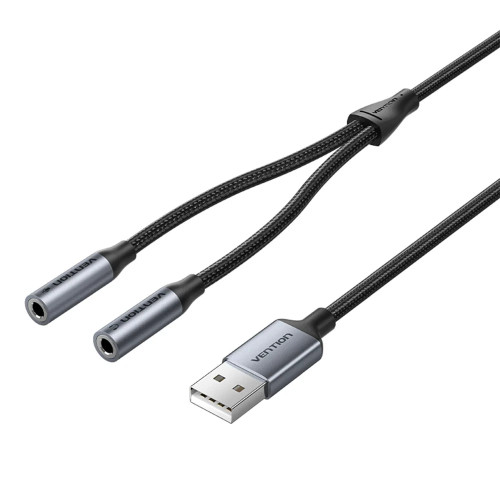 Външна звукова карта Vention USB Sound card 2-Port 0.25M Gray - CVHHC
