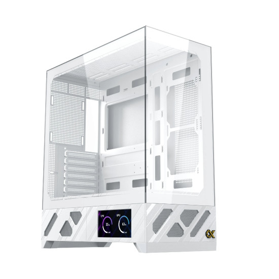 Кутия за компютър Xigmatek Case ATX - Alphard Pro Arctic - 6 inch LCD Display, 6 ARGB Fans