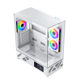 Кутия за компютър Xigmatek Case ATX - Alphard Pro Arctic - 6 inch LCD Display, 6 ARGB Fans