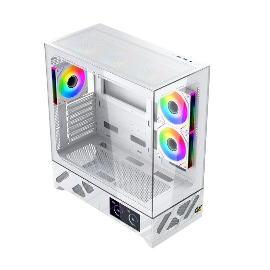 Кутия за компютър Xigmatek Case ATX - Alphard Pro Arctic - 6 inch LCD Display, 6 ARGB Fans