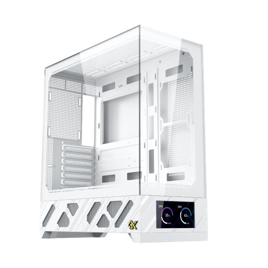 Кутия за компютър Xigmatek Case ATX - Alphard Pro Arctic - 6 inch LCD Display, 6 ARGB Fans