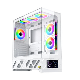 Кутия за компютър Xigmatek Case ATX - Alphard Pro Arctic - 6 inch LCD Display, 6 ARGB Fans